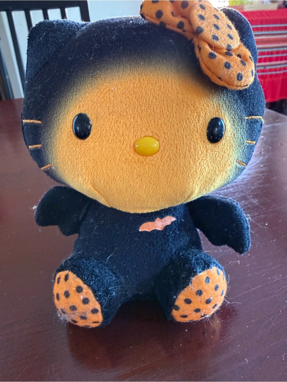 Hello Kitty Black and Orange Bat Plush with Polka-Dot Bow